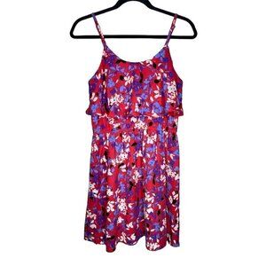 Elle Dress Size S Floral Sleeveless Mini Dress Women's Multicolor Layered Pink